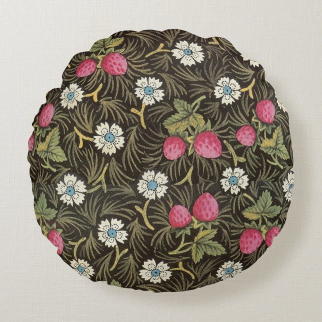 18th Century Textile Strawberry Round Cushion (Front)