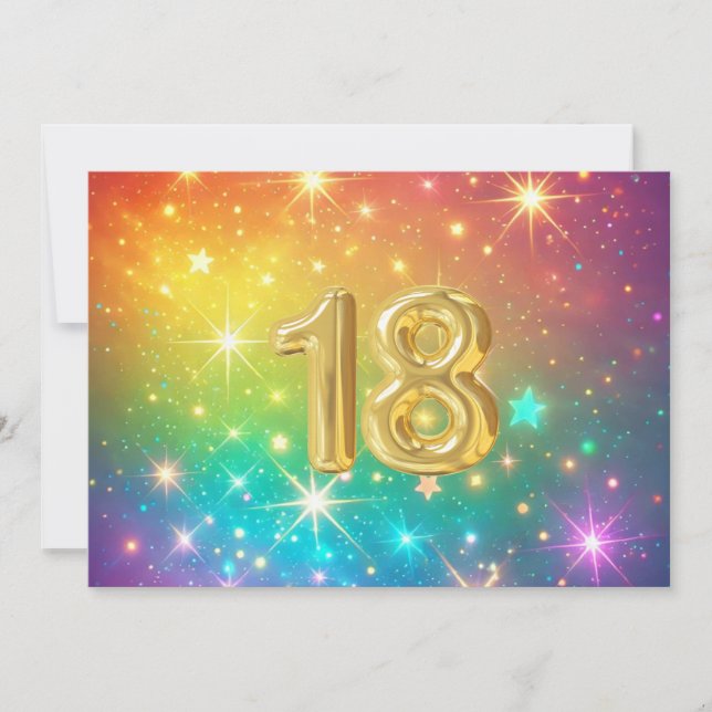 18th Colourful Rainbow star space  Holiday Card (Front)