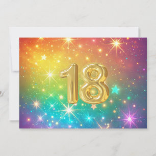 18th Colourful Rainbow star space Holiday Card