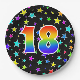 18th Event: Bold, Fun, Colourful Rainbow 18 Paper Plate
