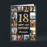 18th Happy Birthday Black and Gold Photo Collage Card<br><div class="desc">18th Happy Birthday Black and Gold Photo Collage Birthday Card. For further customisation,  please click the "Customise it" button and use our design tool to modify this template.</div>