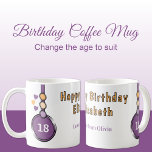 18th happy birthday name purple orange coffee mug<br><div class="desc">special milestone Gift. Celebrate her 18th birthday, in style with this adorable purple and orange coffee mug, sprinkled with love hearts! Perfect for morning brews or cosy cocoa moments, this mug is as unique as the birthday star. Cheers to adulthood! Make her day extra special with a gift from you...</div>