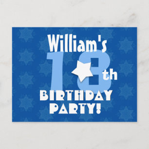 18th or Any Birthday Stars Custom K18Z BLUE Invitation Postcard