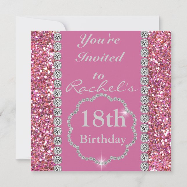 18th PINK BLING Birthday Party Invitation (Front)
