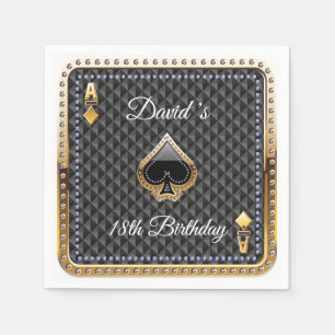 18th Poker Playing Card Casino Birthday Napkins