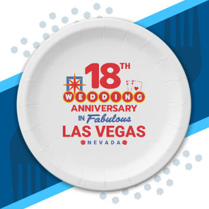 18th Wedding Anniversary Couples Las Vegas Trip Paper Plate
