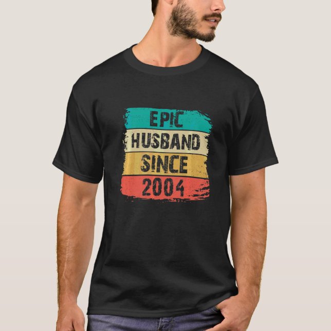18th Wedding Anniversary Epic Husband Since 2004 T-Shirt (Front)