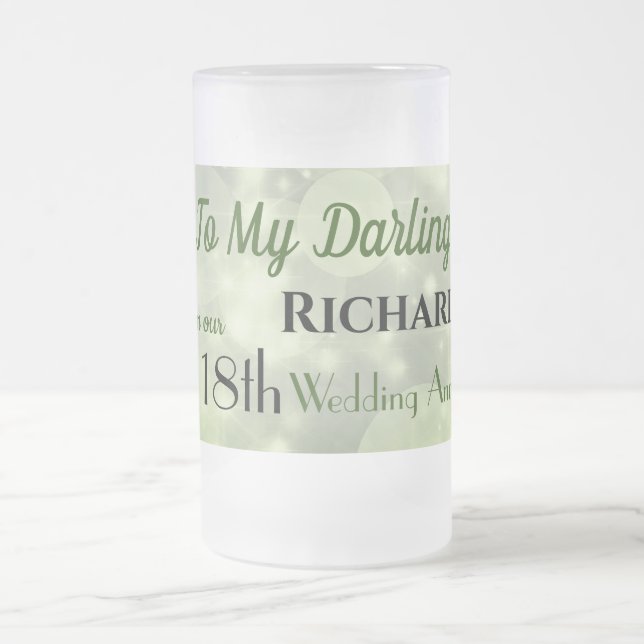 18th Wedding Anniversary Husband Frosted Glass Beer Mug (Center)