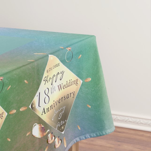 18th Wedding Anniversary Porcelain Cat's Eye & Blu Tablecloth (In Situ)