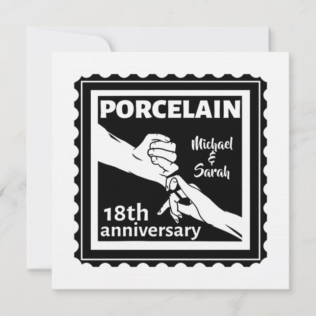 18th wedding anniversary porcelain traditional invitation (Front)