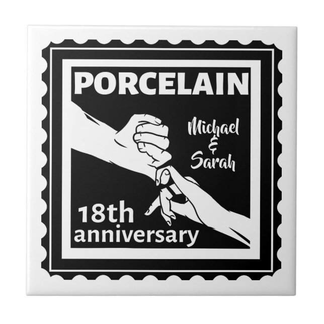 18th wedding anniversary porcelain traditional tile (Front)