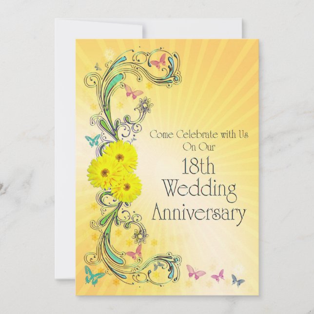 18th Wedding Anniversay Party Invitation (Front)