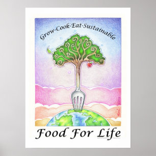 18X24" ARCHIVAL PRINT -GROW, COOK, EAT SUSTAINABLE