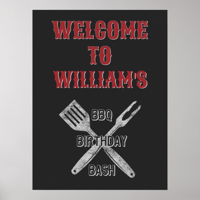18x24 Backyard BBQ Birthday Party Welcome Sign (Front)