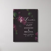 18x24" Moody Purple Bloom Grunge Wedding Welcome