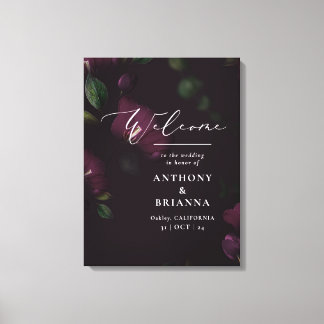 18x24" Moody Purple Bloom Grunge Wedding Welcome Canvas Print