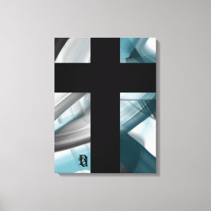 18x24" Trend Abstract Art Canvas Black White Blue Print