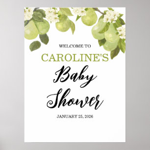 18x2" Sweet Little Pear Welcome Baby Shower Poster
