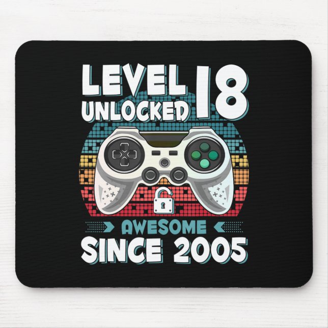 18yr BDay Son Boy Fun Gamer 18th 18 Year Old Birth Mouse Pad (Front)