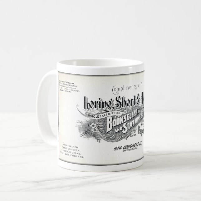 1900 BOOKSELLER ADVERTISING BLOTTER COFFEE MUG (Front Left)