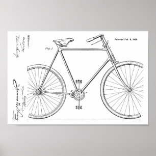 1900 Chainless Bicycle Design Patent Art Print