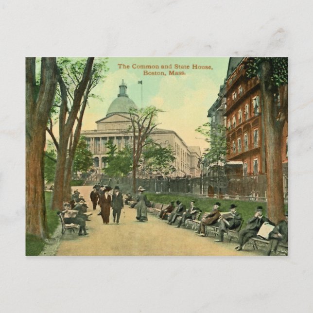  1900 Common and State House Boston MA Poster Postcard (Front)