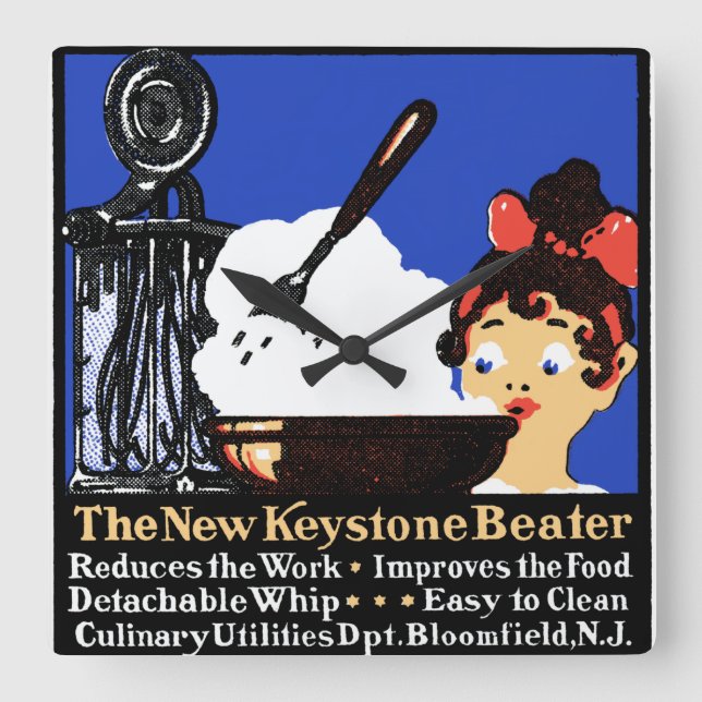 1900 Keystone Beater Square Wall Clock (Front)