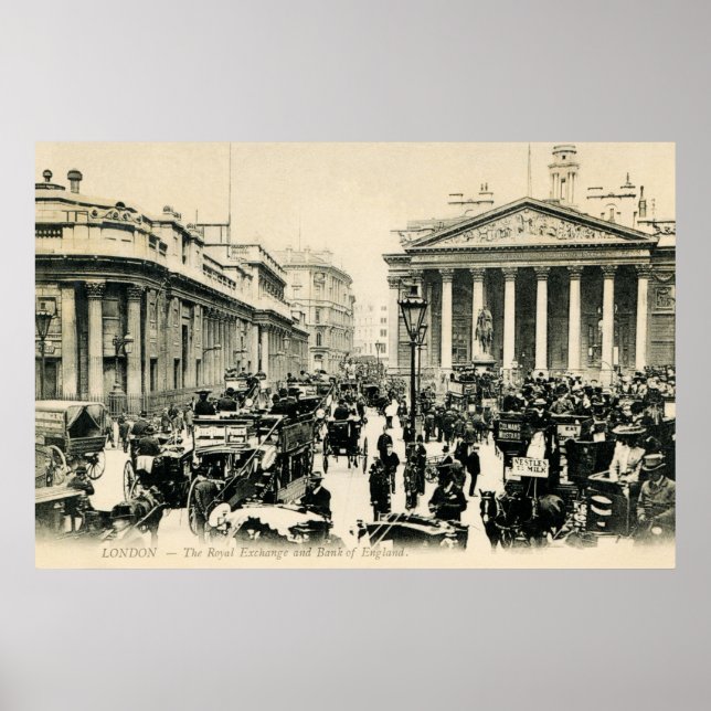 1900 London Royal Exchange and Bank of England Poster (Front)