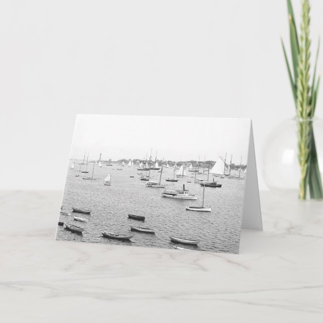 1900 Marblehead Harbour Massachusetts Greeting Card (Front)