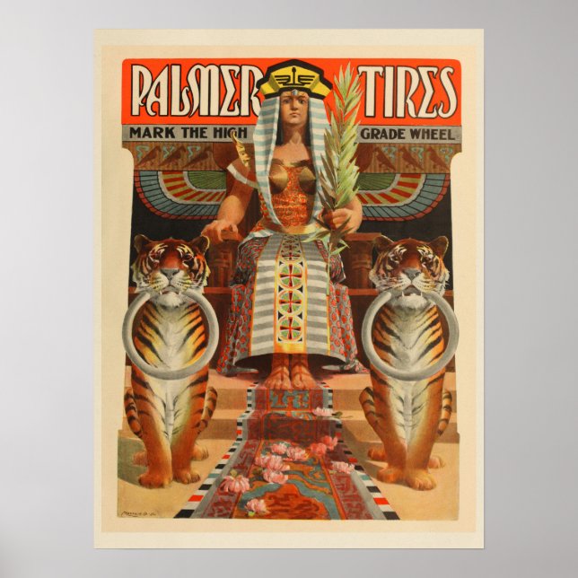 1900 Vintage Bicycle Palmer Tires Ad Art Print (Front)