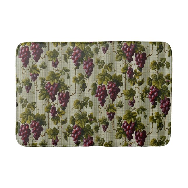 1900 Vintage Grapes Fruit Botanical Design Bath Mat (Front)