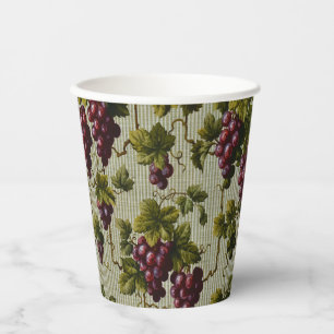 1900 Vintage Grapes Fruit Botanical Design Paper Cups