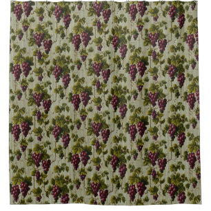 1900 Vintage Grapes Fruit Botanical Design Shower Curtain