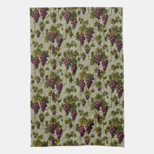 1900 Vintage Grapes Fruit Botanical Design Tea Towel