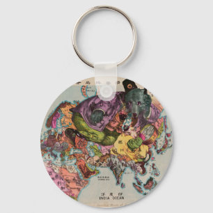 1900 World View Map Key Ring