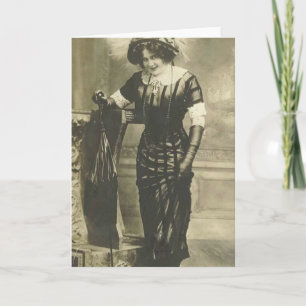 1900's fancy woman greeting card