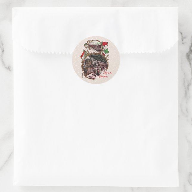 1900s Home For Christmas Train Classic Round Stick Sticker (Bag)