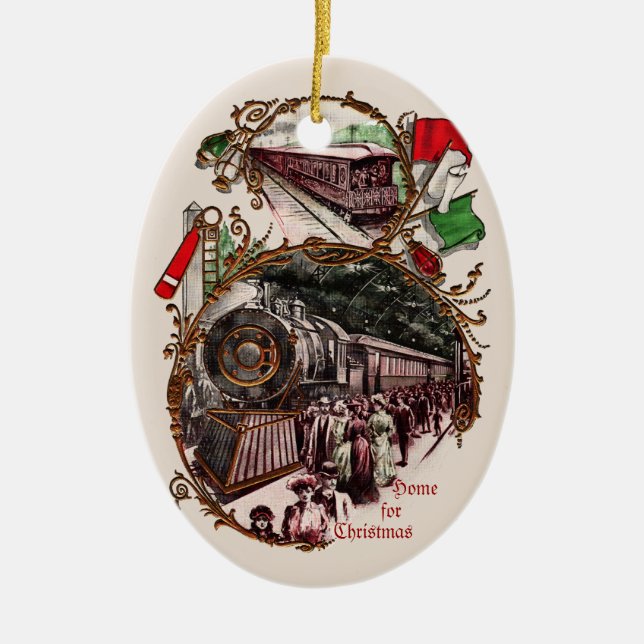 1900s Home for Christmas Train Ornament (Front)
