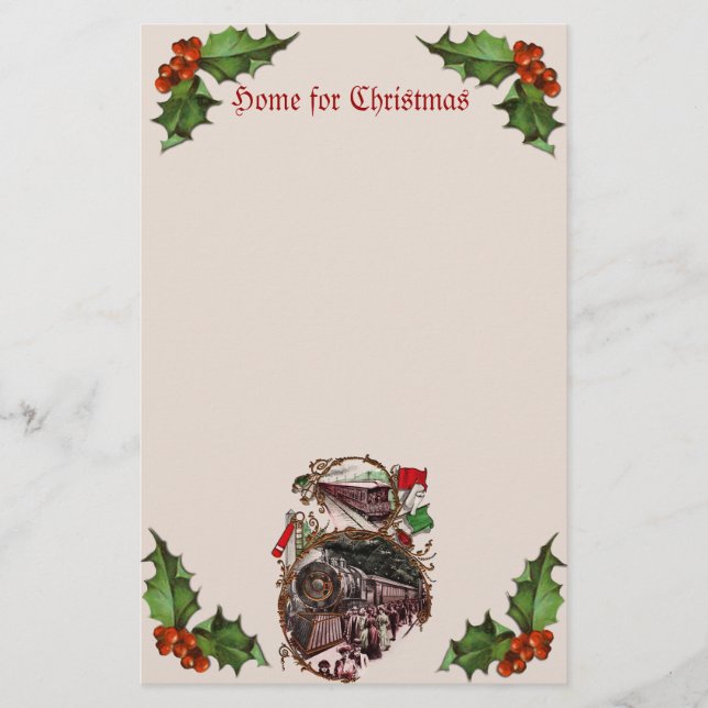 1900s Home for Christmas Train Stationery (Front)