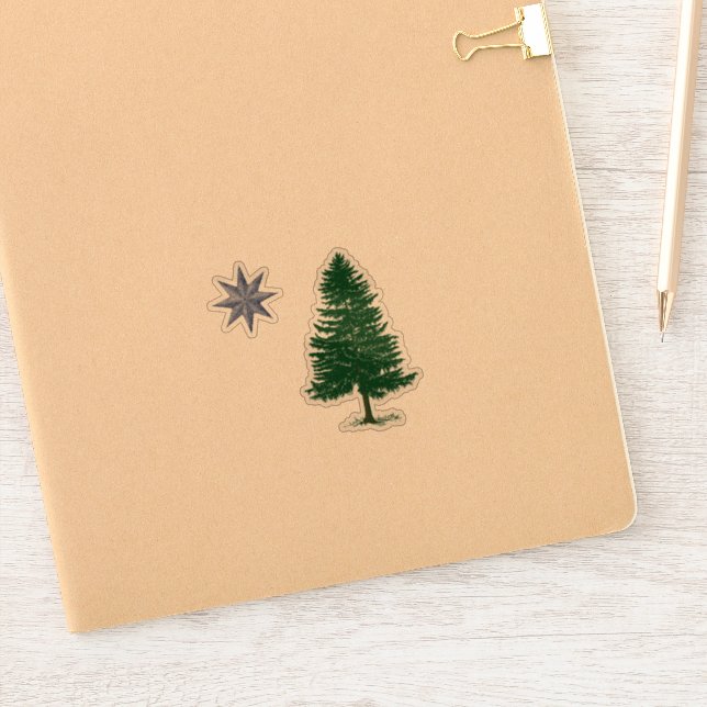 1901 Maine Flag Clear Sticker Set - Vintage Style (Notebook)