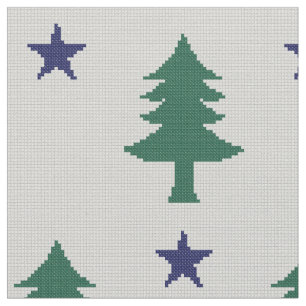 1901 Maine Flag Faux Cross Stitch Fabric