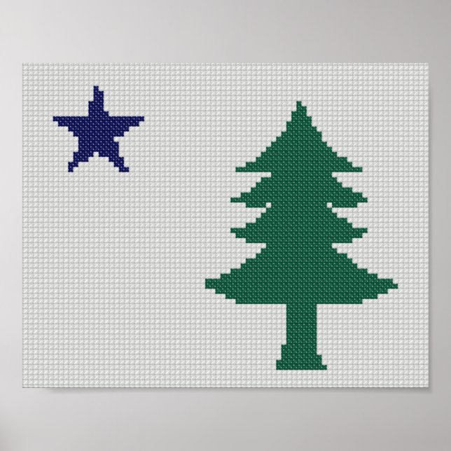 1901 Maine Flag Faux Cross-Stitch Poster (Front)