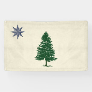 1901 Maine Flag Outdoor Banner - Vintage Style