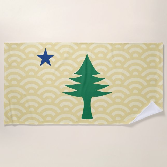 1901 Maine Flag - Wavy Style Beach Towel (Front)