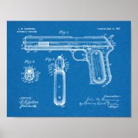 1902 Browning Gun Patent Art Drawing Print
