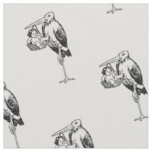 1902 Vintage Stork Baby Ad Fabric