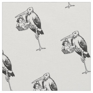 1902 Vintage Stork Baby Ad Fabric