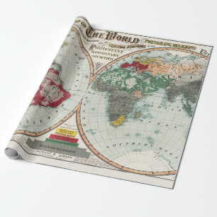 1902 Vintage World Missionary Religions Map Wrapping Paper