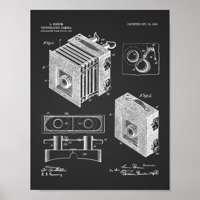 1903 Folding Camera Patent Art Drawing Print (Front)