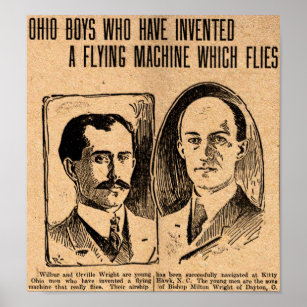 1903 Wright Brothers replica newspaper poster